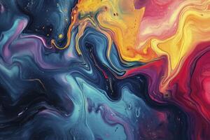 Abstract Swirling Paint Background with Blue Yellow and Red Colors photo