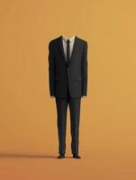 Standing Business Suit with Shirt and Tie on Orange Background photo