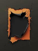 Abstract Peeling Layer Reveals Hidden Orange Color Against a Black Background photo