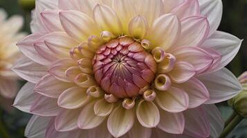 Close-up of Blooming Dahlia Flower with Pink and Yellow Petals photo