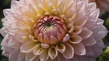 Close-up of a Blooming Dahlia Flower with Pink and Yellow Petals photo