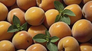 Fresh Apricots with Mint Leaves a Summer Fruit Composition photo