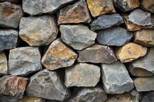 Stacked Stone Wall Texture with Natural Colors and Rough Surface Detail photo