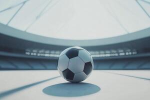 Soccer Ball on Field Inside Stadium Ready for the Game photo