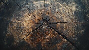 Close-up Tree Stump Rings Texture with Cracks and Organic Patterns photo