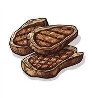Grilled Beef Steak Illustration Stacked on Each Other for Menu Design photo