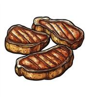 Grilled Steak Illustration Tasty Meat with Grill Marks Isolated on White photo
