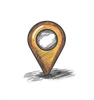 Drawing of a Location Pin Symbol with Yellow Color and Shadow photo