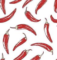 Red Chili Pepper Pattern Hand Drawn Style for Food Background photo