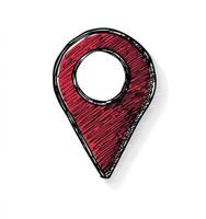 Red Location Pin Drawing Hand Drawn Style with Shadow Navigation Concept photo