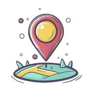 Finding Location Cartoon Showing Map Pin Pointing Place photo
