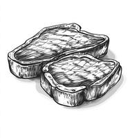 Sketch Illustration of Two Grilled Beef Steaks on a White Background photo