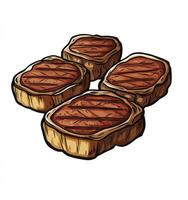 Grilled Steak Illustration with Char Marks Isolated on White Background photo