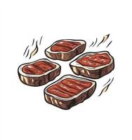 Grilled Steak Cartoon Style Presentation Isolated on White Background for Design photo