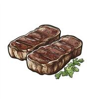 Grilled Steak Illustration with Parsley Garnishing and Appetizing Presentation photo
