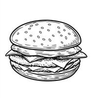 Burger Illustration with Hand Drawn Style Ideal for Menu Design photo