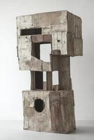 Abstract Cardboard Sculpture on White Background Exploring Artistic Expression photo