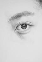 Eye Art Drawing Close Up with Realistic Detail and Reflection photo