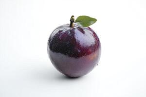 Fresh Star Apple Fruit with Leaf on White Background Studio Shot photo