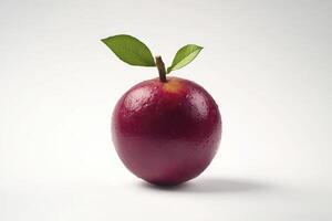 Fresh Red Star Apple with Leaves on White Background Still Life photo