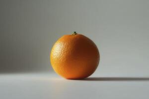Bright Orange Citrus Fruit Isolated on a Clean Gray Background Surface photo
