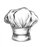 Chef Hat Vintage Drawing Style Isolated on White Background for Designs photo