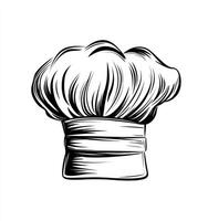 Chef's Hat Illustration with Classic Toque Design in Black and White photo