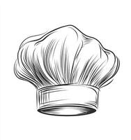 Chef Hat Sketch Drawing Isolated on White Background Food Industry photo