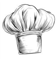 Chef Hat Graphic Drawing in Black and White for Culinary Design photo
