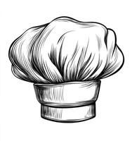 Chef Hat Illustration in Black and White Line Art Style photo