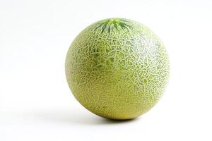 Close Up of Cantaloupe on White Background with Natural Lighting photo