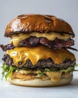 Delicious Cheeseburger with Bacon and Special Sauce Close-up Food Photography photo