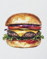 Delicious Burger with Toppings Artwork Ready to Be Enjoyed Now photo