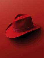 Stylish Red Fedora Hat on Matching Background Creates a Bold Visual photo