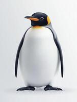 Standing Penguin with Sleek Feathers and Detailed Textures Against Bright Background photo