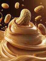 Creamy Peanut Butter Swirl with Peanuts Floating Around a Delicious Treat photo