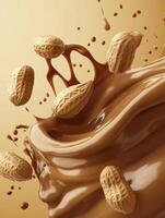 Peanuts in Peanut Butter Splash Delicious Food Concept Photography photo