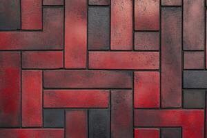 Red Brick Wall Texture Background in Rectangular Pattern Arrangement Design photo