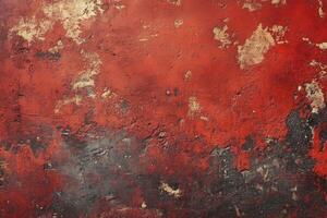 Textured Red Concrete Wall with Distressed Surface and Weathered Appearance photo