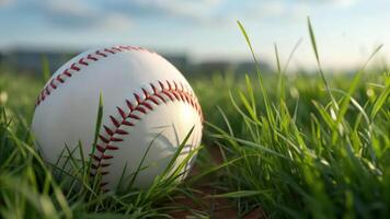 Baseball in the grass photo