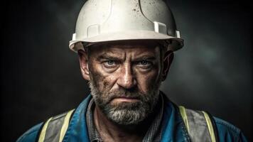 Portrait of a man in a hard hat photo