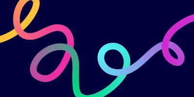 Neon Color Gradient squiggle lines. vector