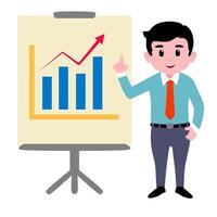 illustration of a manager presenting a graphic increase vector