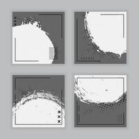 Artistic brush stroke and splatter flyer template abstract frame grunge shape clipping mask vector