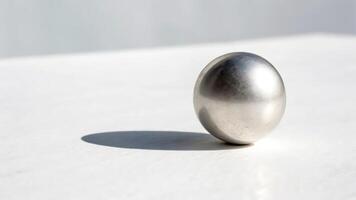 A silver ball sitting on top of a table photo