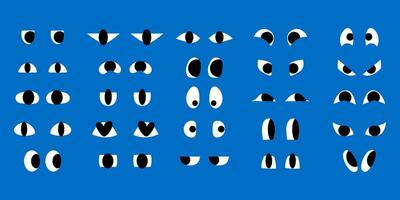 Set of Doodle Funny Abstract Shapes of Eyes in Cartoon Style. Hand drawn funny eyes for characters. Happy decorative emoticons for kids vector