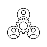 Teamwork concept, gears icon over white background, line style, illustration. vector