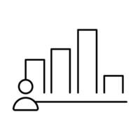 statistics bars icon over white background, line style, illustration vector
