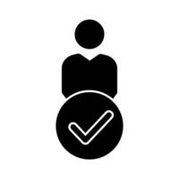 user avatar with check mark icon over white background, silhouette style, illustration vector