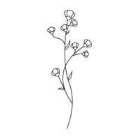 cute flower stem icon over white background, line style, illustration vector
